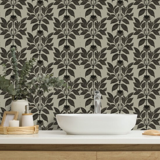 Wayward Petal Driftwood Taupe Floral Wallpaper
