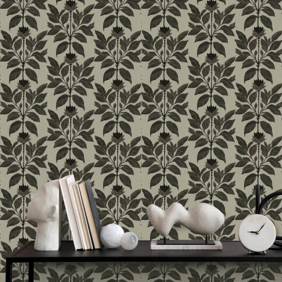 Vildt kronblad Driftwood Taupe Blomstertapet