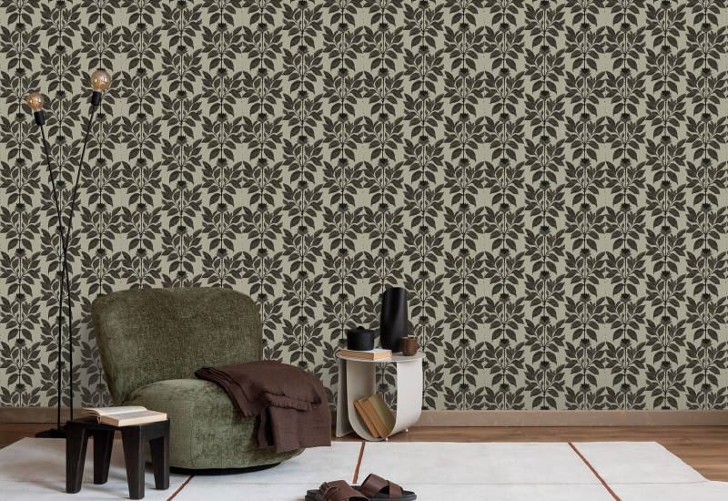 Petalo ribelle Carta da parati floreale Driftwood Taupe