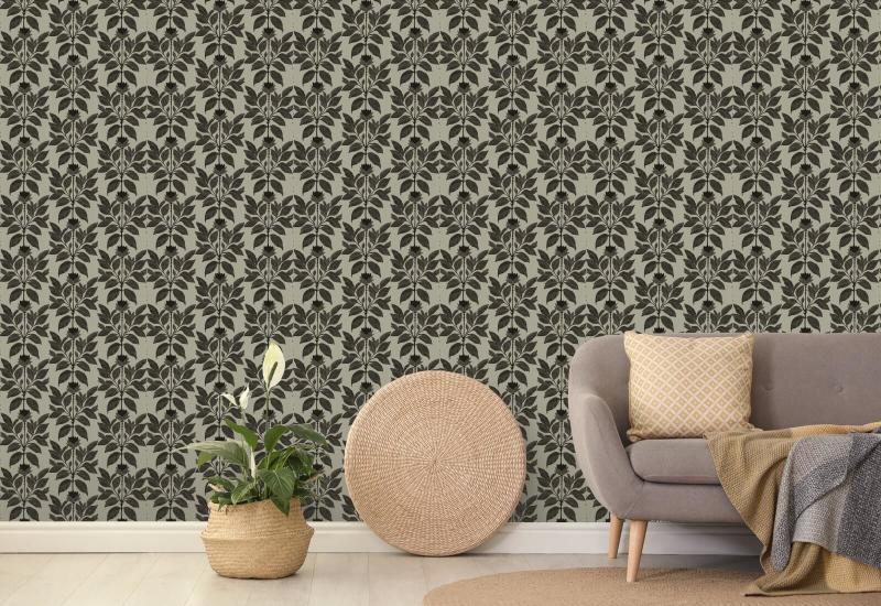 Egenvillig kronblad Driftwood Taupe blomstertapet