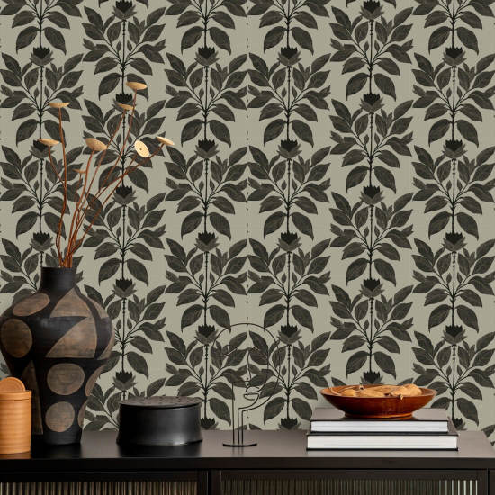 Pétalo descarriado Papel pintado floral Driftwood Taupe