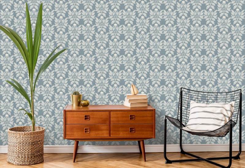 Wayward Petal Lacquered Blues Floral Wallpaper