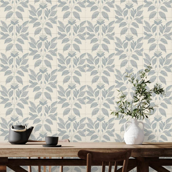 Wayward Petal Pale Mineral Blue Floral Wallpaper
