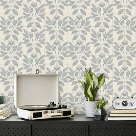 Wayward Petal Pale Mineral Blue Floral Wallpaper