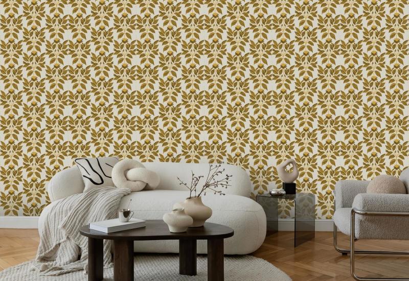 Eigenzinnig bloemblad Saffraan bloemenbehang