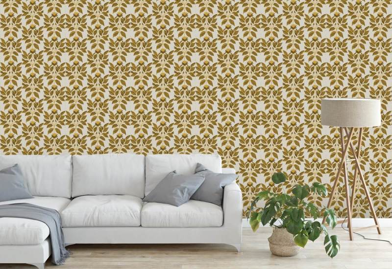 Pétalo descarriado Papel pintado floral de azafrán