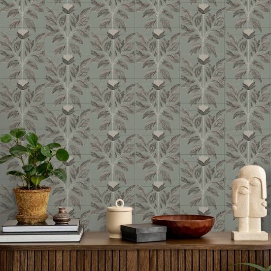 Pétale capricieux Papier peint floral Sage Taupe