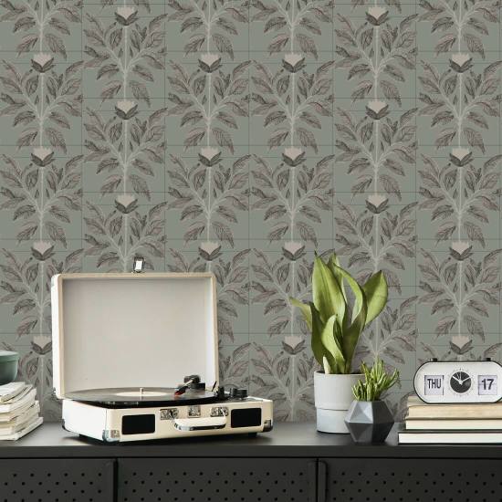 Petalo ribelle Carta da parati floreale Sage Taupe