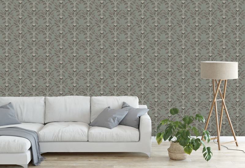 Pétale capricieux Papier peint floral Sage Taupe