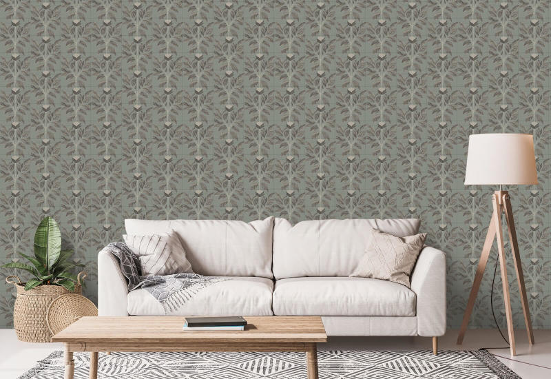 Wayward Petal Sage Taupe Floral Wallpaper