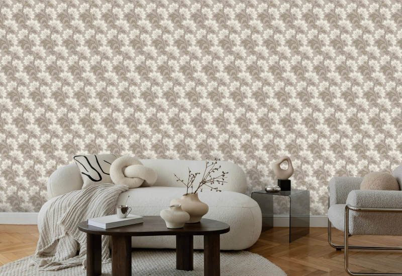 Wildflower Bleached Oak Botanical Wallpaper