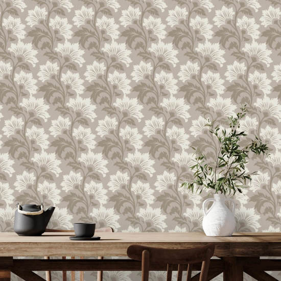 Wildflower Bleached Oak Botanical Wallpaper