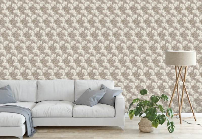 Wildflower Bleached Oak Botanical Wallpaper