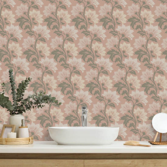 Fleur sauvage Papier peint floral rose Dusty Bloom
