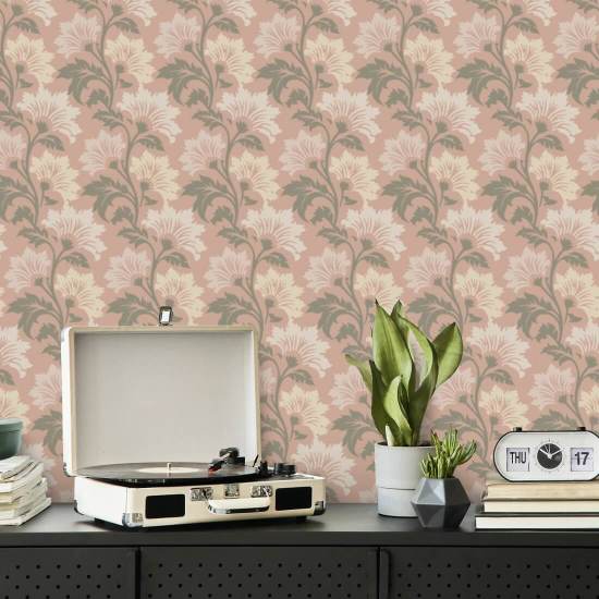 Flor silvestre Papel pintado floral rosa Dusty Bloom