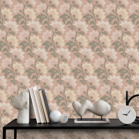 Fiore selvatico Carta da parati floreale rosa Dusty Bloom