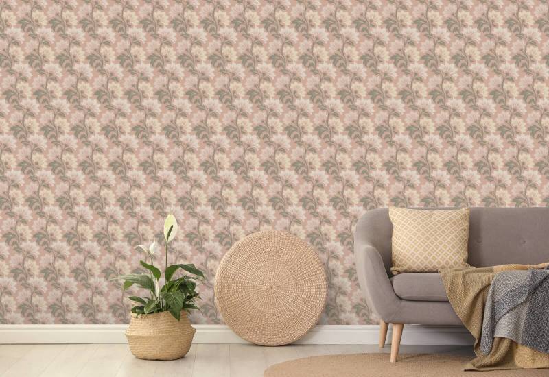 Wildflower Dusty Bloom Pink Floral Wallpaper