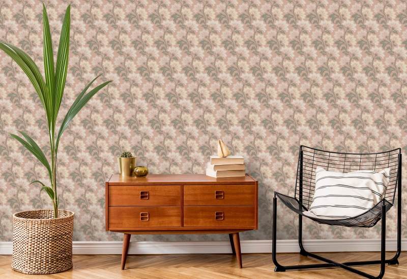 Wildflower Dusty Bloom Pink Floral Wallpaper