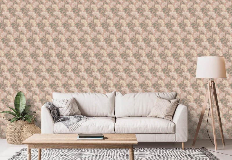 Flor silvestre Papel de parede floral rosa Dusty Bloom