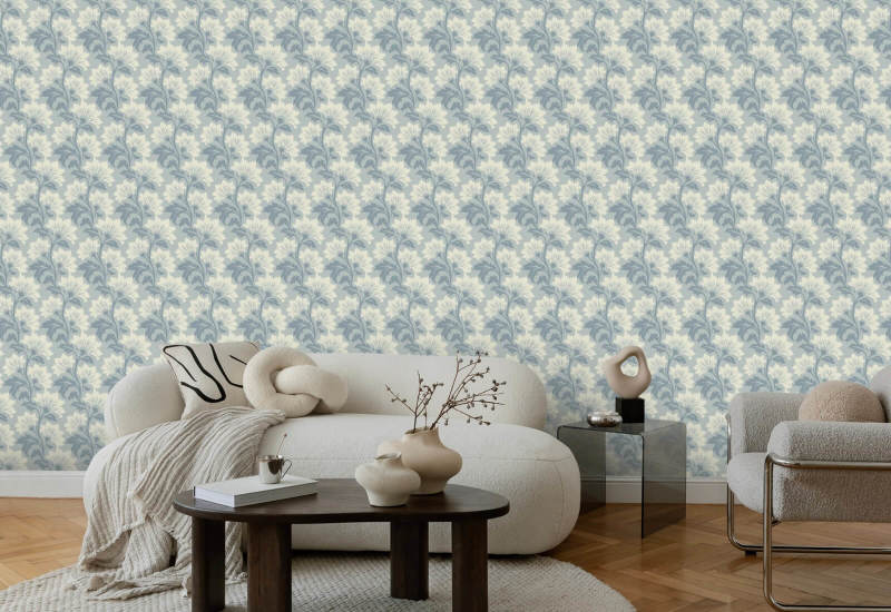 Wilde bloem Foggy Grey Botanical Wallpaper