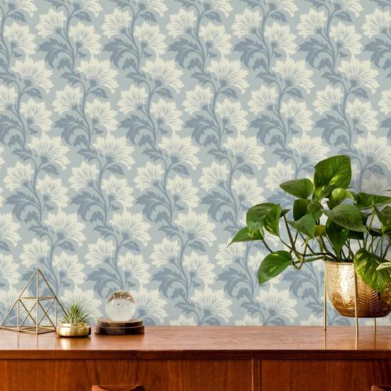 Wildflower Foggy Gray Botanical Wallpaper