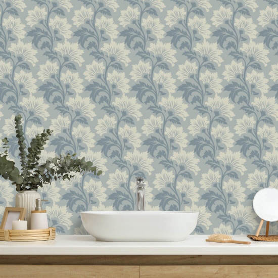 Wilde bloem Foggy Grey Botanical Wallpaper