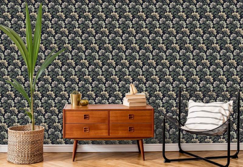 Wilde bloem Forest Shade Botanisch Behang