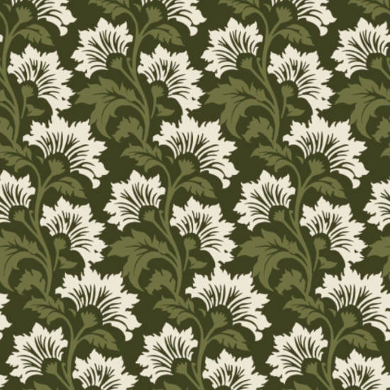 Wildflower Olive Ivory Botanical Wallpaper
