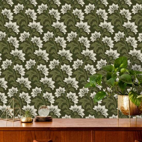 Villblomst Olive Ivory Botanisk Bakgrunn