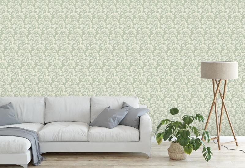 Wilde bloem Pale Herb botanisch behang