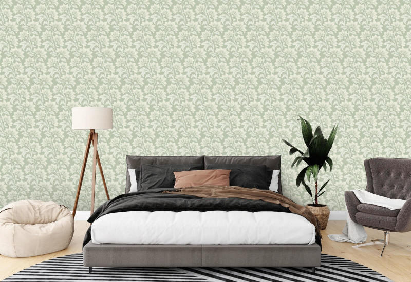 Flor silvestre Papel pintado Pale Herb Botanical