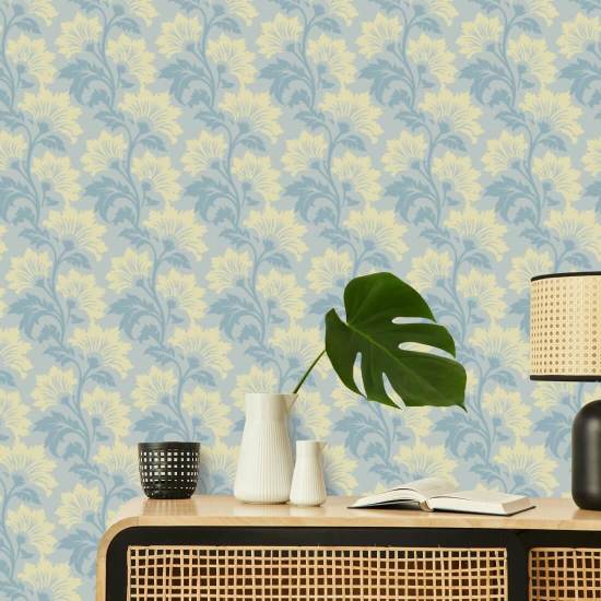 Wilde bloem Pale Skies Botanisch behang