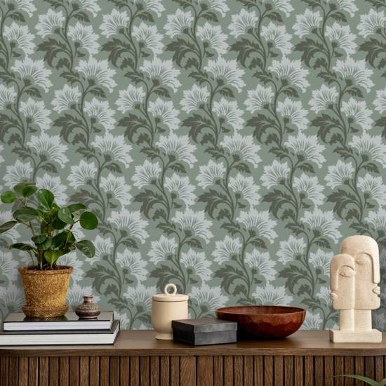 Wildflower Silver Sage Botanical Wallpaper