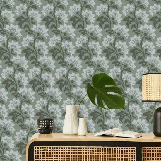 Wildflower Silver Sage Botanical Wallpaper