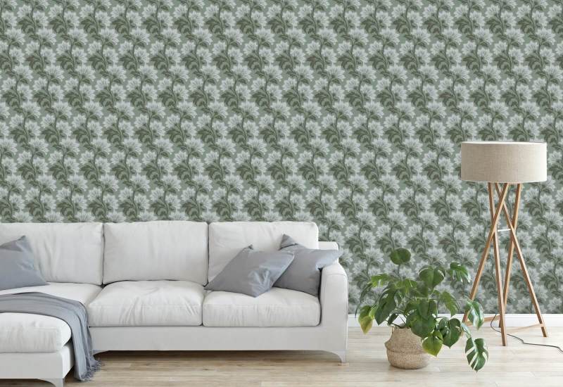 Wildblume Botanische Tapete „Silver Sage“