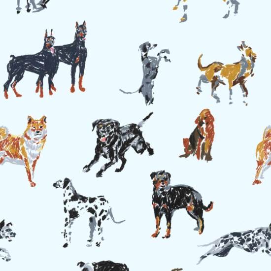 Journées canines Papier peint bleu pâle