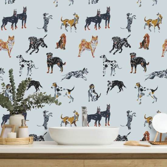 Dias de cães Papel de parede azul pálido