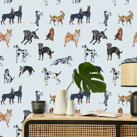 Dog Days Pale Blue Wallpaper