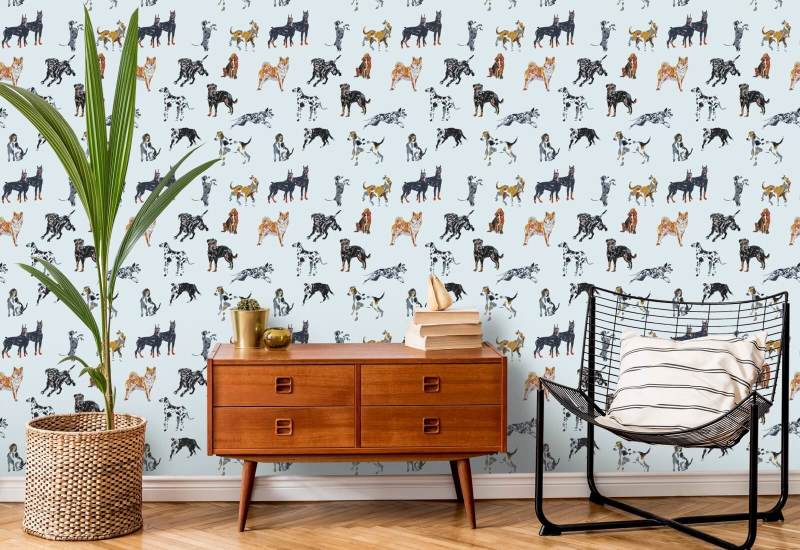 Dog Days Pale Blue Wallpaper
