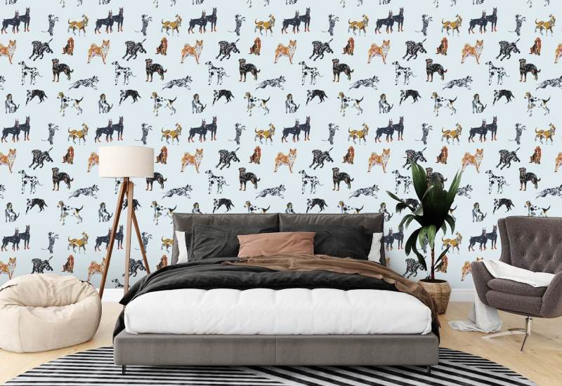 Dias de cães Papel de parede azul pálido