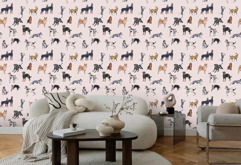 Dog Days Sunbleached Pink Wallpaper