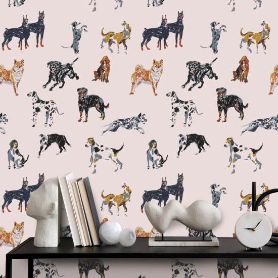 Dog Days Sunbleached Pink Wallpaper