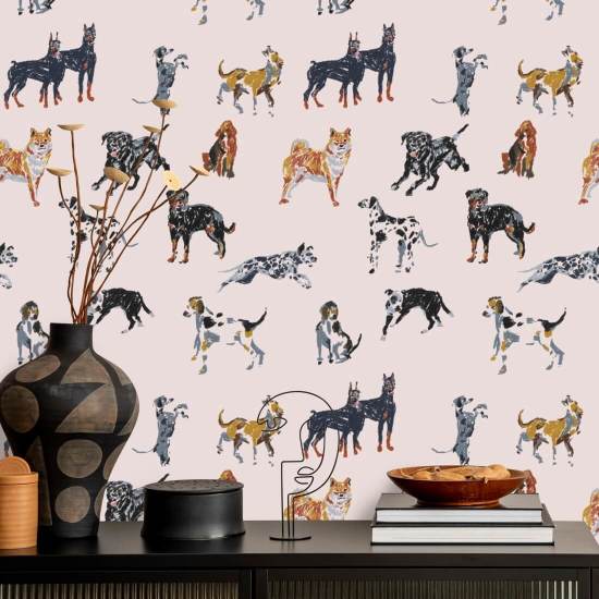 Dog Days Sunbleached Pink Wallpaper