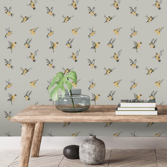 Flight of the Finches Cloud Gray Wallpaper