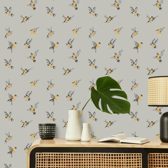 Flight of the Finches Cloud Gray Wallpaper
