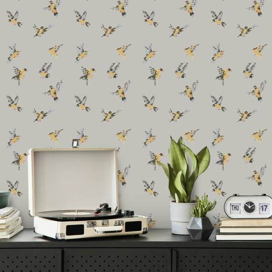 Flight of the Finches Cloud Gray Wallpaper
