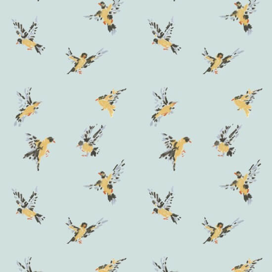 Flight of the Finches Daylight Blue Wallpaper