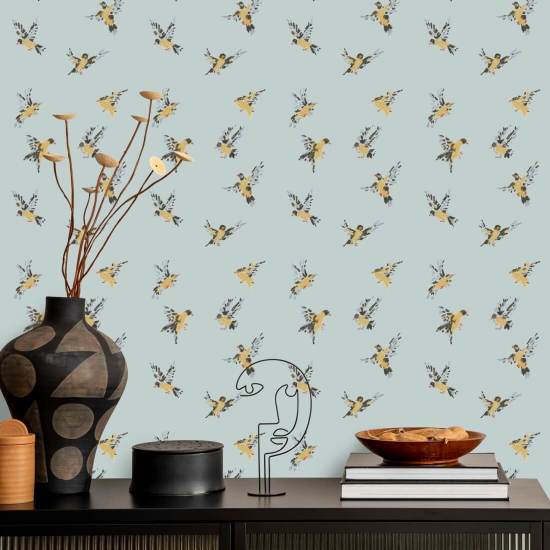 L'envol des pinsons Papier peint Daylight Blue