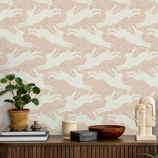 Hyppäävät jänikset Blush Grass Taustakuva