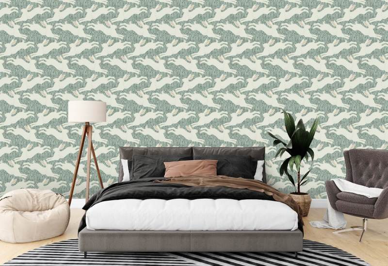 Lièvres sautillants Papier peint Silver Thicket